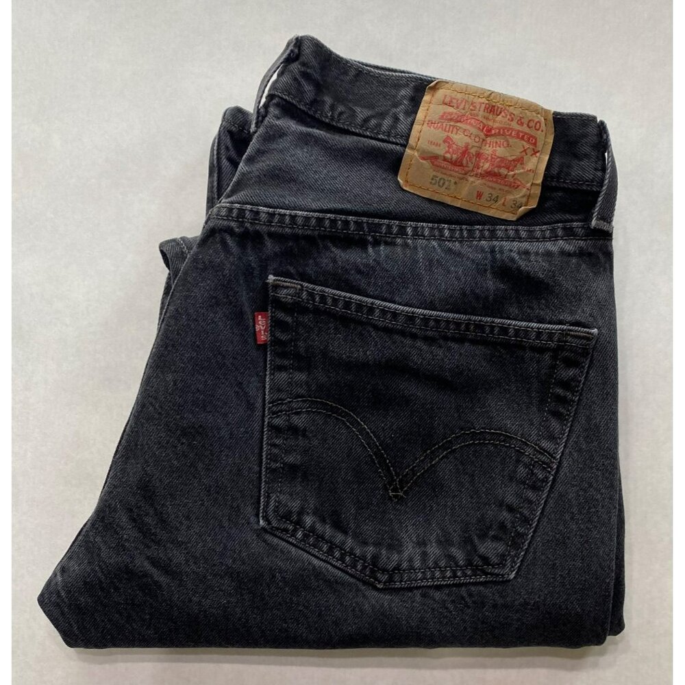 Levis 501 Original Fit Mens Black Denim Jeans W34 L34 Made In Mexico 100% Cotton